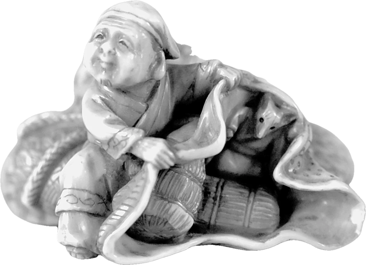 Daikoku, god of fortune, with his bag